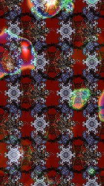 3D çiçekler, eskiz. Kırmızı ve kahverengi renklerde. Raster illüstrasyonu.