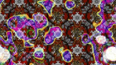 Raster. Gri ve kahverengi renkli güzel çiçekli çizim deseni, suluboya çiçek deseni, duvar kağıdı, kart veya kumaş için fayanslı..