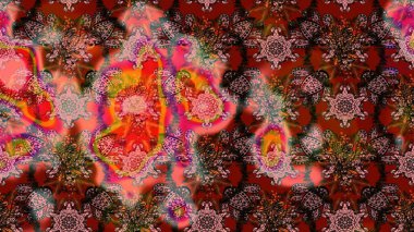 Şirin çiçekler. Raster Moda kumaş deseni. Çizgi çizimi deseni.