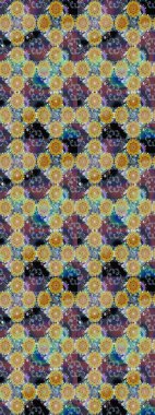 Asya tekstil tarzında. Raster illüstrasyonu. Tarafsız ve kahverengi renkte çiçekler. Kusursuz çiçek deseni. Raster illüstrasyonu.