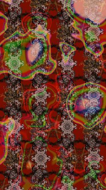 Kahverengi ve kırmızı renkte çiçekler. Renkli Bahar Teması eskiz kalıbı. Düz Çiçek Elementleri Tasarımı. Raster illüstrasyonunda çiçek deseni çizimi.