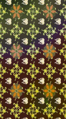 Modern çiçek arkaplanı. Halk tarzı. Moda baskıları için zarif bir şablon. Parlak renkli çiçekleri ve kahverengi yaprakları olan harika bir çiçek deseni..