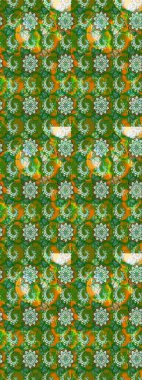 Yeşil ve kahverengi renkli çiçekler. Renkli Yaz Temalı eskiz kalıbı. Düz Çiçek Elementleri Tasarımı. Çiçekli retro deseni çiz.