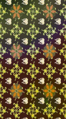 Modern çiçek arkaplanı. Halk tarzı. Moda baskıları için zarif bir şablon. Parlak renkli çiçekleri ve kahverengi yaprakları olan harika bir çiçek deseni..