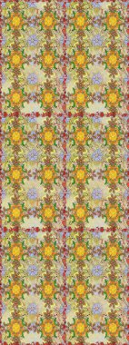 Raster Çiçek İllüstrasyonu güzel tekstil. Tarafsız ve bej renklerde etnik çiçeklerle kusursuz bir desen..