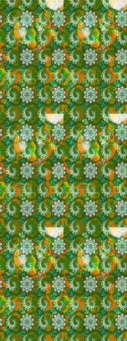 Yeşil ve kahverengi renkli çiçekler. Renkli Yaz Temalı eskiz kalıbı. Düz Çiçek Elementleri Tasarımı. Çiçekli retro deseni çiz.