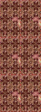 Gold on brown and beige colors. Raster illustration. Decorative symmetry arabesque. Seamless medieval floral royal pattern. Good for greeting card for birthday, invitation or banner.