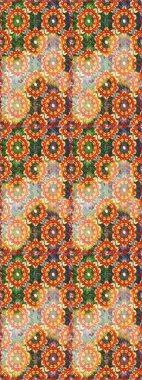 Floral classic texture. Royal retro on orange and brown colors. Design vintage for card, wallpaper, wrapping, textile. Gold template. Seamless pattern golden elements. Raster illustration.