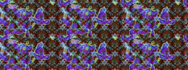 Çiçeksel çizim kalıbının yansıması. Vadinin çiçekleri mavi ve kahverengi renklerde.