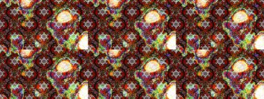 Çiçekli karalama şeklinde Raster çiçek deseni. Yumuşak, bahar çiçekli arka plan. Kahverengi ve kırmızı renkte çiçekler.