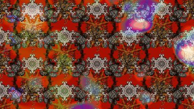 Küçük çiçekte hoş bir çiçek deseni var. Parlak çiçekli kahverengi ve kırmızı renkler üzerine soyut çizim deseni. Çiçek elementli zarif raster dokusu..