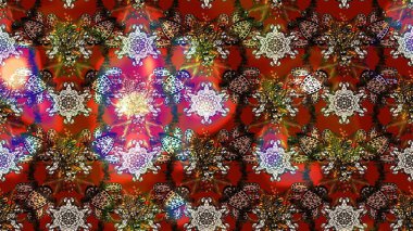 Raster illüstrasyonu. Çizim kalıbı. Ultraviyole kumaş deseni. Organik motif arkaplanı.