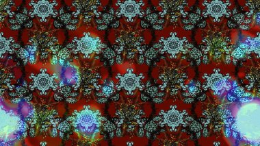 Raster çiçek desenli çiçek deseni, yapraklar, dekoratif elementler, sıçrama, lekeler, el çizimi kontur çizgileri ve Doodle çizim stili, grafik raster çizim çizimi.