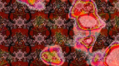 Flower. Sketch decorative background, flower mandala. Raster illustration. On brown and pink colors.