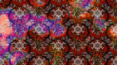 Çiçekli eskiz deseni. El çizimi. Suluboya çizimi. Kahverengi ve kırmızı renkte çiçekler.