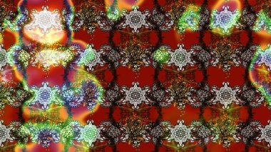 Raster Illustrasyon 'daki Çiçek Deseni' nin son moda çizimi. Kahverengi ve kırmızı renkte çiçekler. Renkli Yaz Temalı eskiz kalıbı. Düz Çiçek Elementleri Tasarımı.