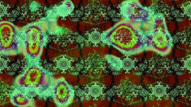 Kabile sanatı boho baskısı, klasik çiçek arkaplanı. Arkaplan dokusu, duvar kağıdı, yeşil ve kahverengi renkli çiçek teması. Soyut etnik raster çizim kalıbı.