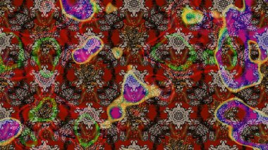 Sevimli çiçek raster deseni. Düz Çiçek Elementleri Tasarımı. Kahverengi ve kırmızı renkte çiçekler. Renk Bahar Teması eskiz şablonu.