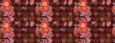 Eskiz arkaplan modeli. Kahverengi ve kırmızı renklerde yaprakları olan yabani çiçekler. Suluboya, elle çizilmiş. Raster illüstrasyonu.