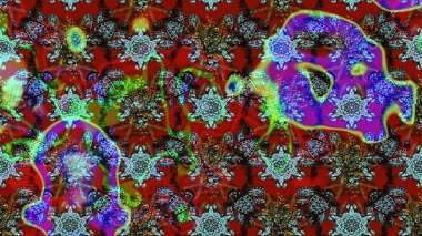 Raster illüstrasyonundaki çiçek desenli çizim. Suluboya tarzında kırmızı ve mavi renkte çiçekler.