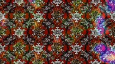 Kahverengi ve gri renkte etnik çiçeklerle süslenmiş zarif bir eskiz deseni. Raster Çiçek İllüstrasyon Şirin Tekstil.