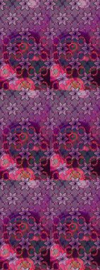 Raster illüstrasyonu. Mor renkli mor kıvırcık çiçekler. Klasik çiçek tasarım elementleri.