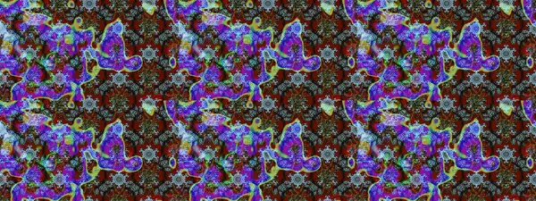 Çiçeksel çizim kalıbının yansıması. Vadinin çiçekleri mavi ve kahverengi renklerde.