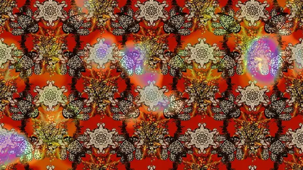 Raster illüstrasyonu. Kahverengi ve bej renklerde bahar çiçekleri. Yaprak ve çiçekleri suluboya boya boya, kahverengi ve bej renkler üzerine çizim deseni.