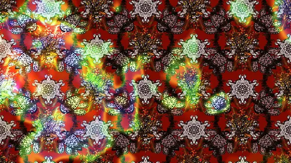 Çiçek süslemeli çizim deseni. Kahverengi ve kırmızı renkte çiçekler. Raster illüstrasyonu.