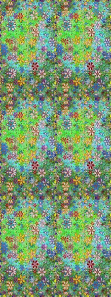 Yumuşak, yaz çiçekli arka plan. Yeşil ve mavi renkte çiçekler. Raster çiçek desenli ve çiçekli..