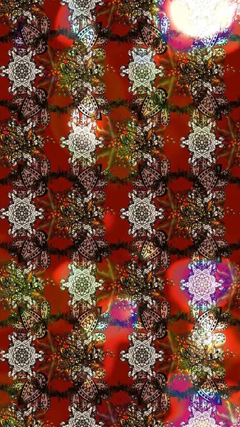 Küçük kahverengi ve kırmızı çiçekli oldukça eski bir besin torbası deseni. Millefleur 'lar. Tekstil, kumaş, kapaklar, duvar kağıtları, baskı, paket, koleksiyon defteri, örgü, dekupaj için çiçek arkaplanı..