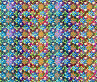 Renkli Yaz Temalı eskiz kalıbı. Mavi renkli çiçekler. Sevimli çiçek raster deseni. Düz Çiçek Elementleri Tasarımı.