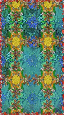 Fantezi kumaş deseni. Çiçekler, suluboya ile sorunsuz çiçek desenli. Raster desen.