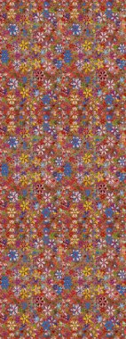 Nazik, narin çiçek arkaplanı. Çiçekli karalama şeklinde Raster çiçek deseni. Kahverengi ve kırmızı renkte çiçekler.