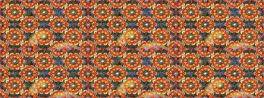 Kahverengi ve turuncu renklerde altın tekrarlayan elementlerle soyut arkaplan. Kusursuz oryantal klasik altın desen.