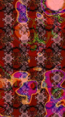 Colour Summer Theme sketch pattern Background. Flowers on brown and red colors. Flat Flower Elements Design. Cute flower raster pattern.