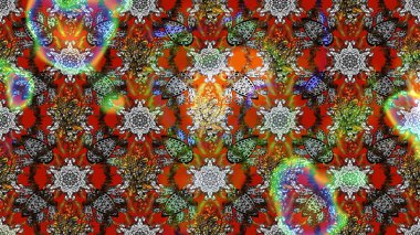 Parmak izi, kumaş, duvar kâğıdı, tekstil için raster dokusu. Nakış desenli çiçek deseni. Renkli grunge soyut arkaplanı Cologray ve kahverengi çiçeklerle zenginleştirir.