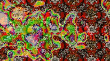 Taslak dekoratif arka plan, çiçek mandala. Raster illüstrasyonu. Çiçek. Yeşil ve kahverengi renklerde.