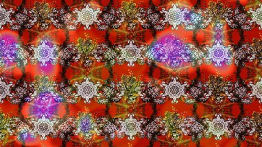 Çiçek desenli raster, kahverengi ve kırmızı çizgi grafik desenli soyut raster arkaplan. Modern stil dokusu.