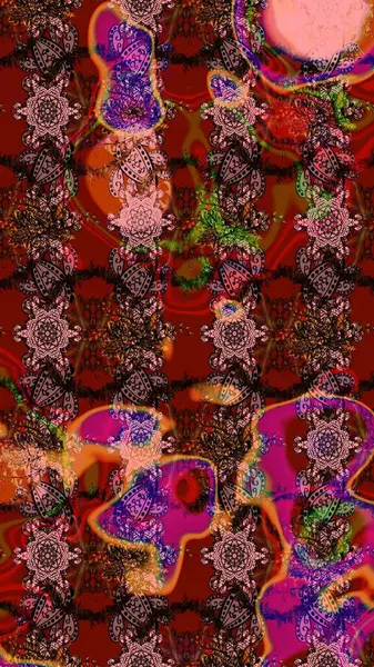 Colour Summer Theme sketch pattern Background. Flowers on brown and red colors. Flat Flower Elements Design. Cute flower raster pattern.