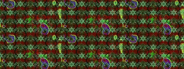 Çiçek süslemeli çizim deseni. Yeşil ve kırmızı renkte çiçekler. Raster illüstrasyonu.