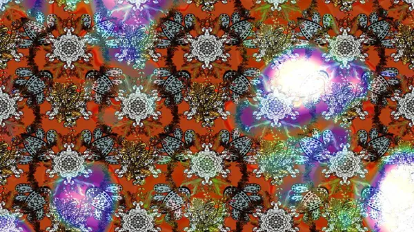 Suluboya çiçekli çiçek deseni. Raster illüstrasyonu. Kahverengi ve nötr renklerde güzel tekstil.