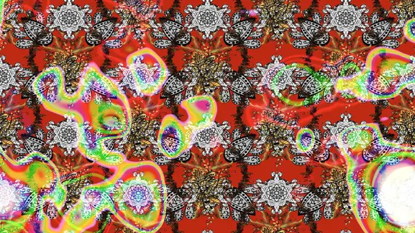 Suluboya tarzında gri ve kırmızı renkte çiçekler. Raster illüstrasyonunda çiçek deseni çizimi.