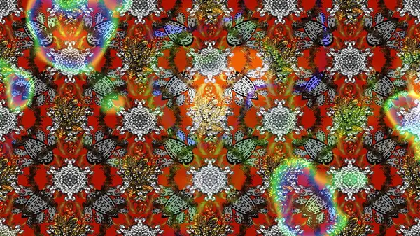 Parmak izi, kumaş, duvar kâğıdı, tekstil için raster dokusu. Nakış desenli çiçek deseni. Renkli grunge soyut arkaplanı Cologray ve kahverengi çiçeklerle zenginleştirir.