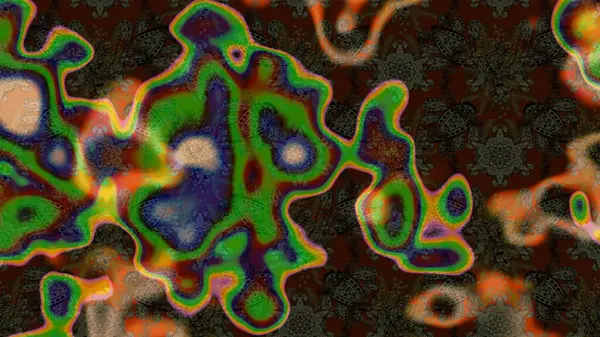 Raster illüstrasyonu. Küçük çiçekli yay deseni çiz. Suluboya tarzında kahverengi ve yeşil renkler üzerine.