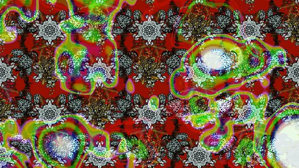 Sketch Colour Spring Theme eskiz kalıbı. Düz Çiçek Elementleri Tasarımı. Sevimli çiçek raster deseni. Kırmızı ve yeşil renkte çiçekler.