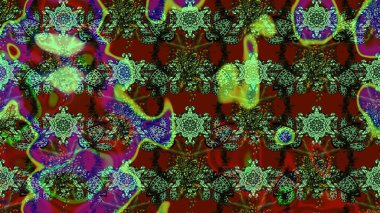 Yeşil ve kırmızı renkte çiçekler. Çiçekli karalama şeklinde Raster çiçek deseni. Nazik, narin çiçek arkaplanı.