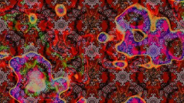 Halk tarzı. Parlak renkli çiçekleri ve kahverengi ve kırmızı renkte yaprakları olan harika bir çiçek deseni. Moda baskıları için zarif bir şablon. Modern çiçek arkaplanı.