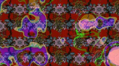 Kırmızı ve kahverengi çiçekli bahar çiçekleri. Moda baskıları için zarif bir şablon. Küçük renkli çiçekler. Küçük çiçekte güzel bir desen. Motley illüstrasyonu.