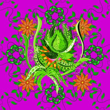 Sevimli çiçek vektör deseni. Düz Çiçek Elemanları Tasarım. Şık kumaş deseni. Renkli Yaz Teması sorunsuz desen Arka Plan.